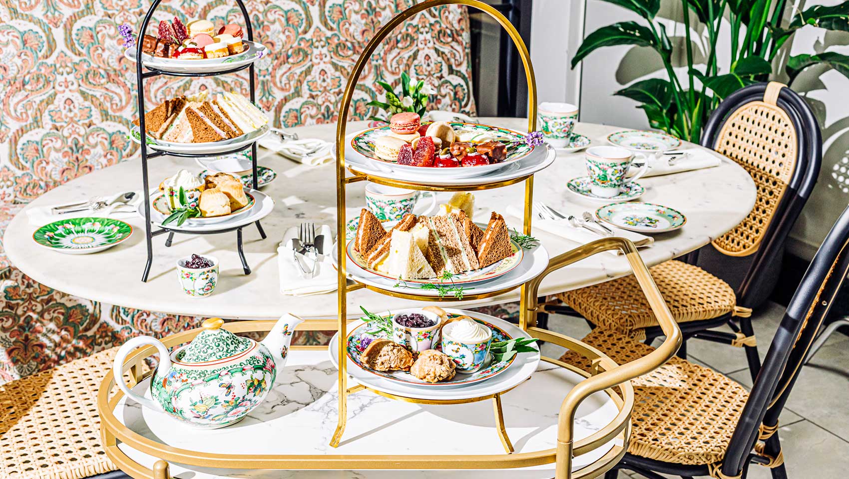 Tea table set-up at Kimpton Cottonwood Hotel