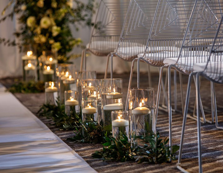wedding aisle with candles